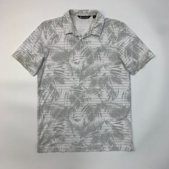 Travis Mathew Golf Shirt Men M Medium White Gray Performance Island Seaside Polo - Picture 2 of 12
